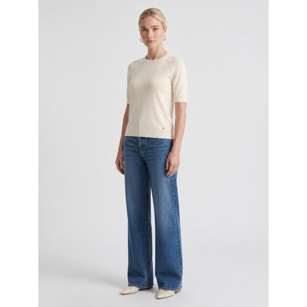 St. John 2026 Luxury Silk Cotton Ecru Sweater, Size 12/14, BNWT, Retail $695 - Picture 10 of 11